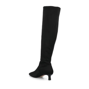 FARAH STRETCH KNEE HIGH WIDE CALF BOOTS-Black