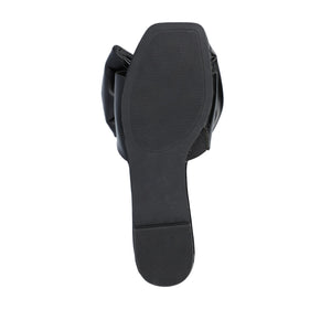 FAYRE PUFFED SLIDE SANDAL IN VEGAN LEATHER - Black PU