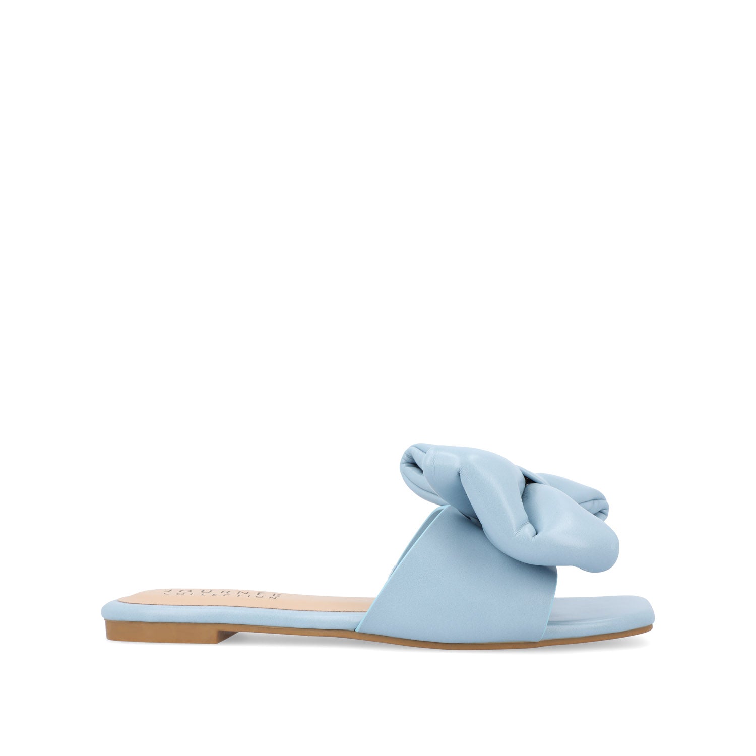 FAYRE PUFFED SLIDE SANDAL IN FAUX LEATHER