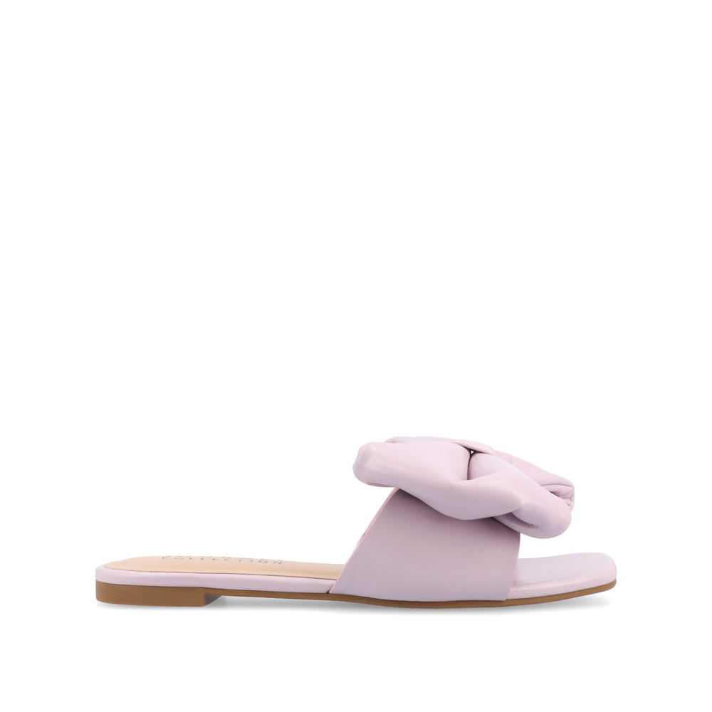 FAYRE PUFFED SLIDE SANDAL IN FAUX LEATHER