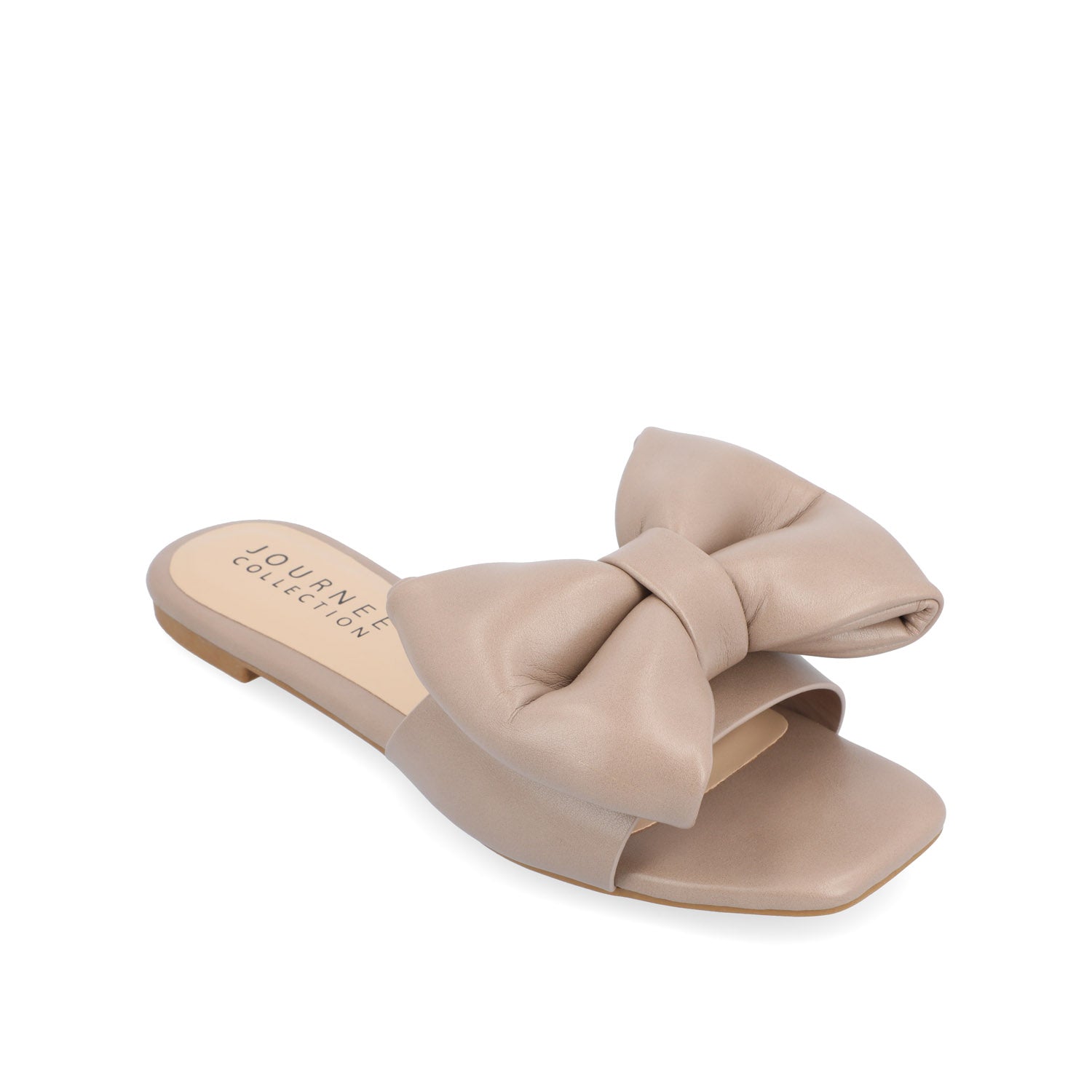 FAYRE PUFFED SLIDE SANDAL IN VEGAN LEATHER - Mocha PU
