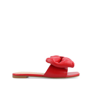 FAYRE PUFFED SLIDE SANDAL IN VEGAN LEATHER - Red PU