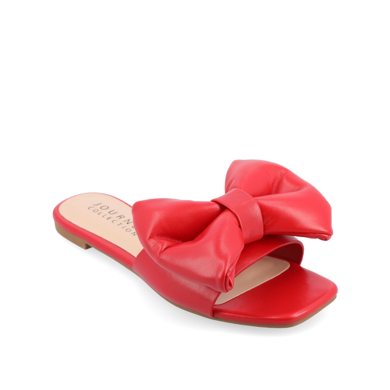 FAYRE PUFFED SLIDE SANDAL IN VEGAN LEATHER - Red PU