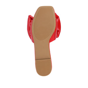 FAYRE PUFFED SLIDE SANDAL IN VEGAN LEATHER - Red PU