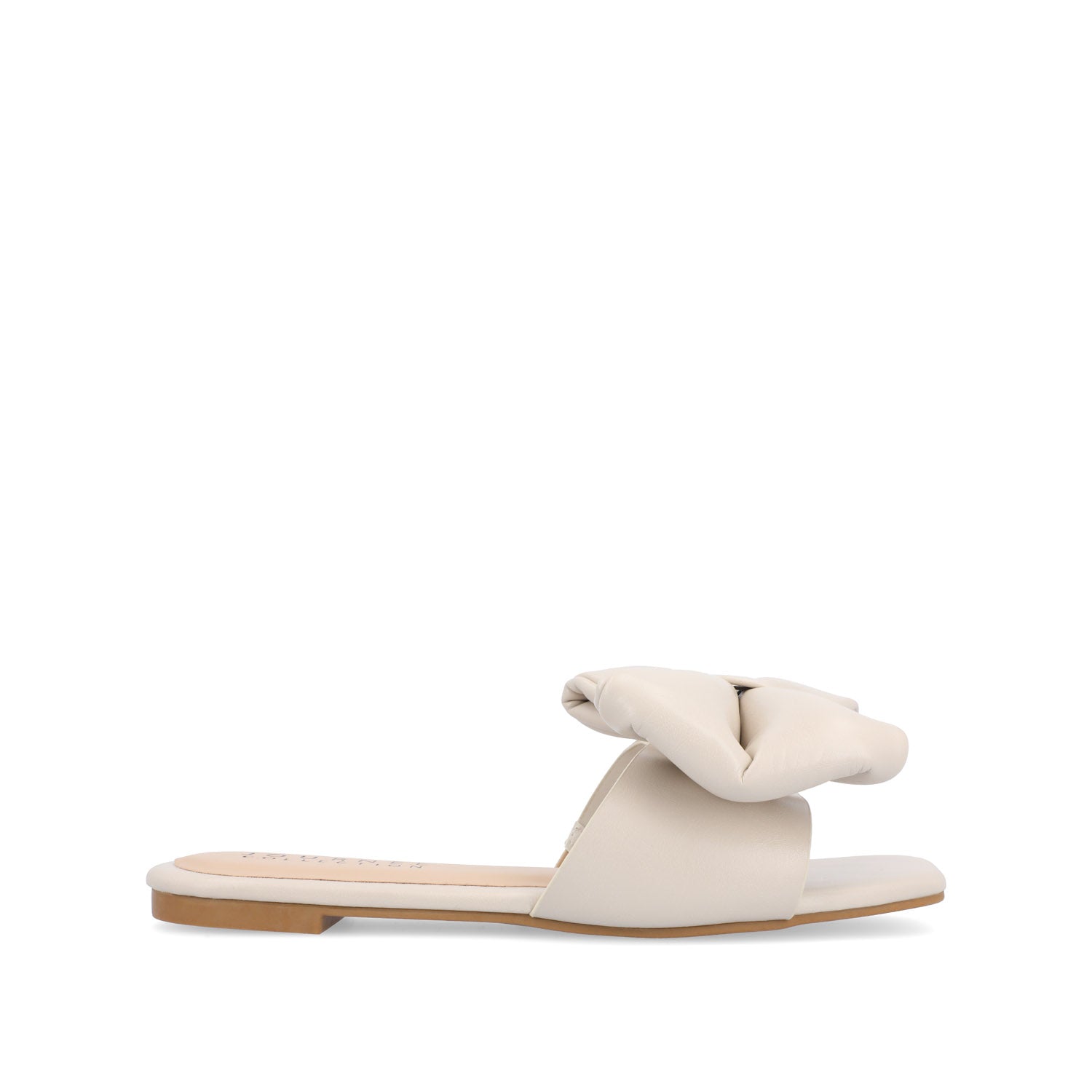 FAYRE PUFFED SLIDE SANDAL IN FAUX LEATHER