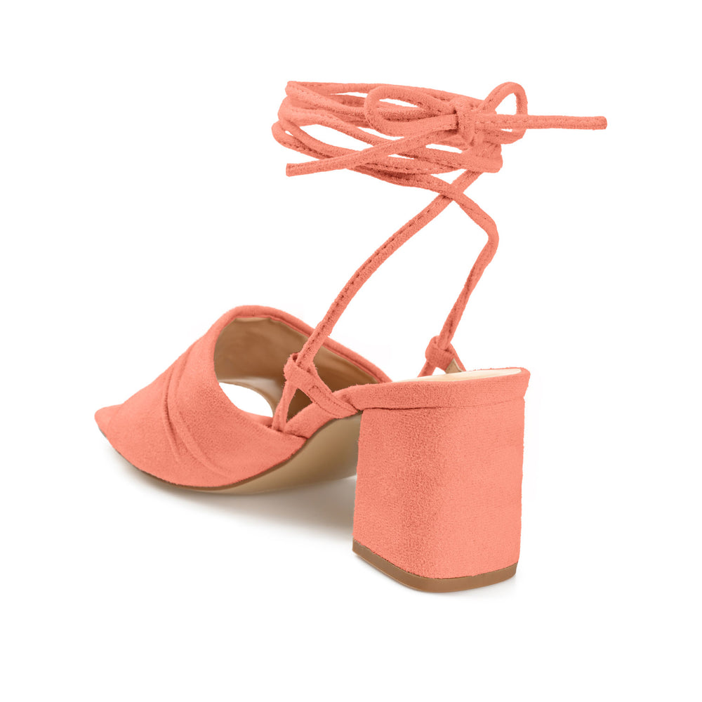 FELISITY WRAP STRAP HEELS IN FAUX SUEDE