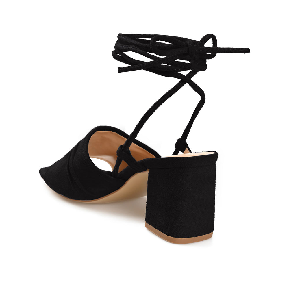 FELISITY WRAP STRAP HEELS IN FAUX SUEDE