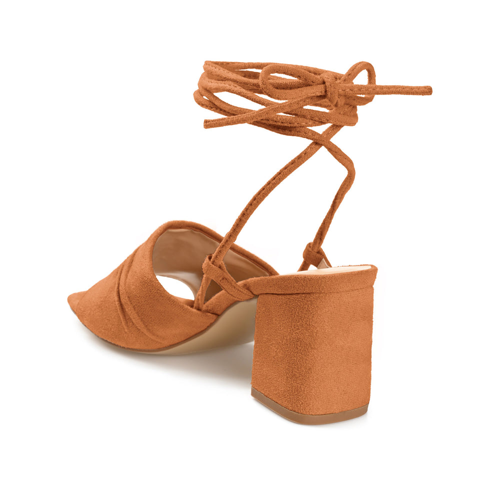 FELISITY WRAP STRAP HEELS IN FAUX SUEDE