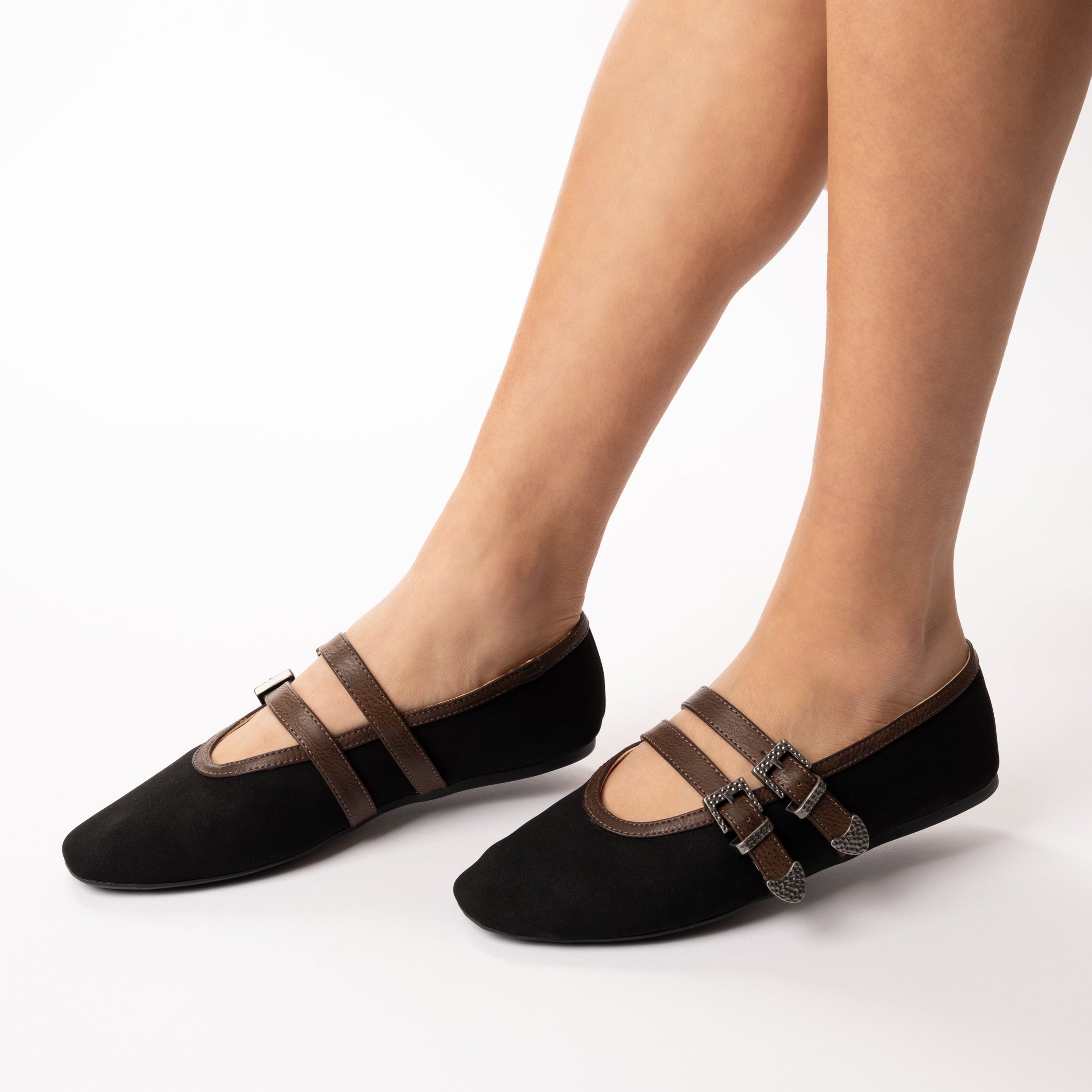 FLORENE MARY JANE WESTERN FLATS - Black Chocolate