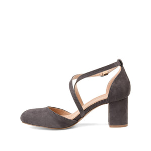 FOSTER BLOCK HEEL D'ORSAYS IN WIDE - Grey