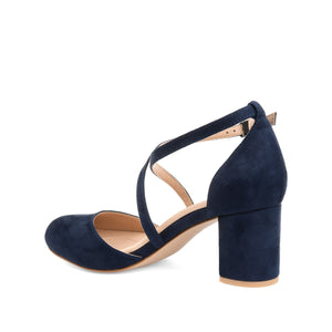 FOSTER BLOCK HEEL D'ORSAYS IN WIDE - Navy Nubuck