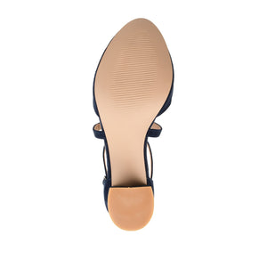 FOSTER BLOCK HEEL D'ORSAYS IN WIDE - Navy Nubuck
