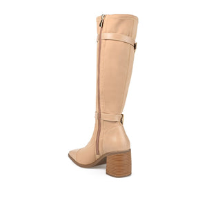 GAIBREE KNEE-HIGH BOOTS IN STRETCHY FABRIC - Beige