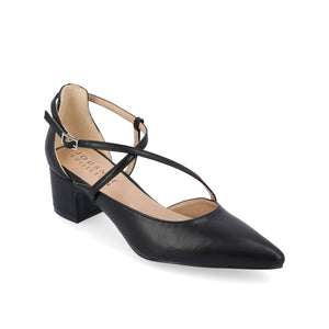 GALVINN LOW BLOCK HEELS IN VEGAN LEATHER - Black PU