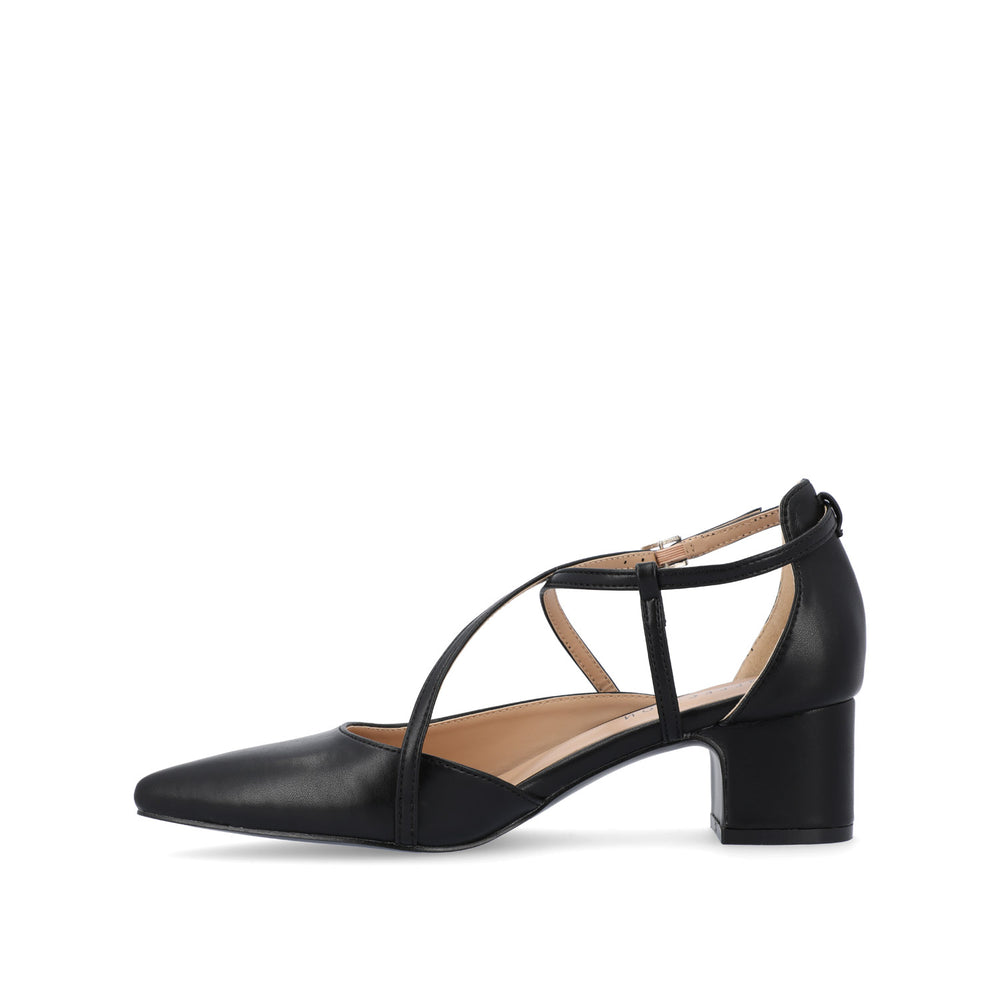 GALVINN LOW BLOCK HEELS IN FAUX LEATHER