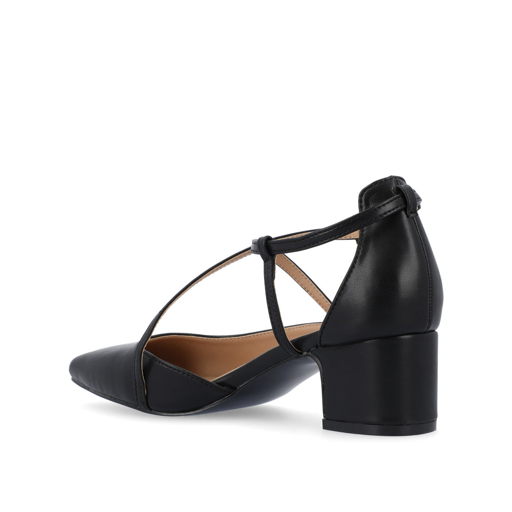 GALVINN LOW BLOCK HEELS IN FAUX LEATHER