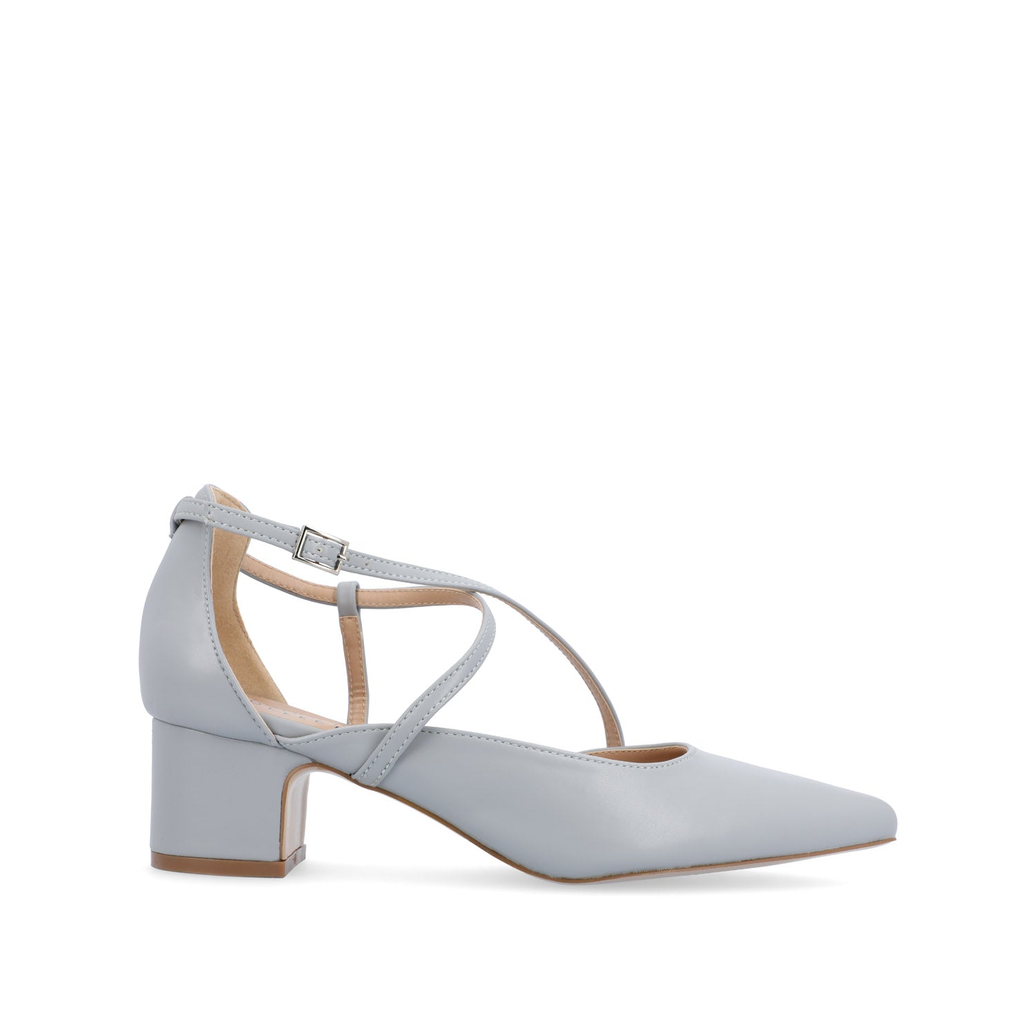 GALVINN LOW BLOCK HEELS IN FAUX LEATHER