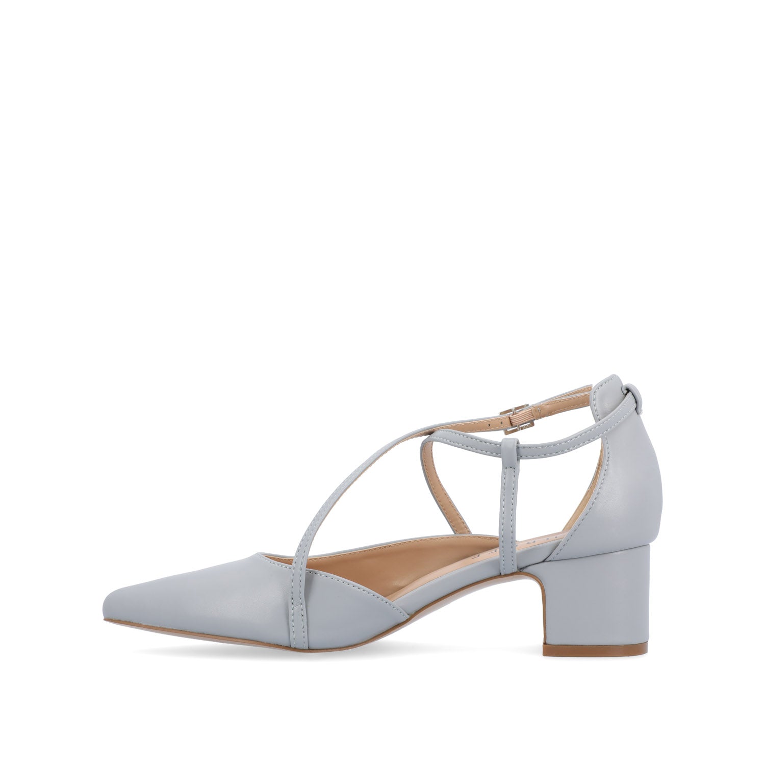 GALVINN LOW BLOCK HEELS IN VEGAN LEATHER - Blue PU