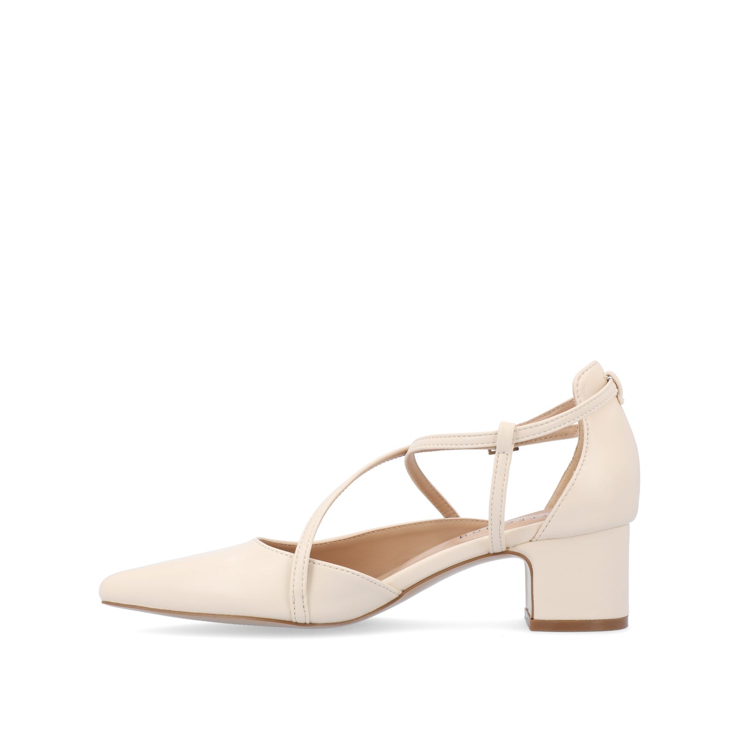 GALVINN LOW BLOCK HEELS IN WIDE - Bone PU