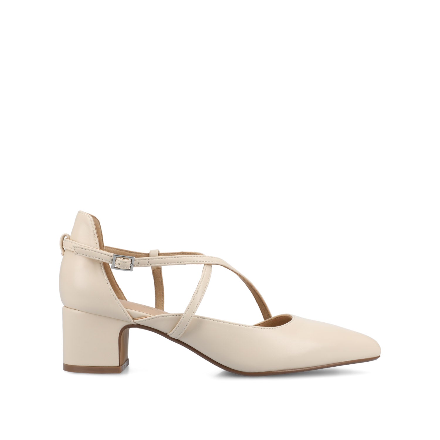 GALVINN LOW BLOCK HEELS IN VEGAN LEATHER - Bone PU