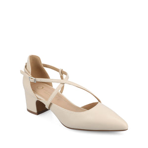 GALVINN LOW BLOCK HEELS IN VEGAN LEATHER - Bone PU