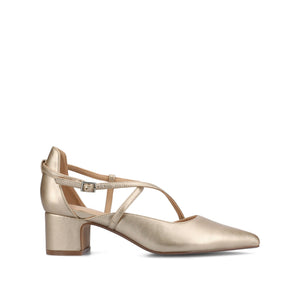 GALVINN LOW BLOCK HEELS IN WIDE - Champagne PU