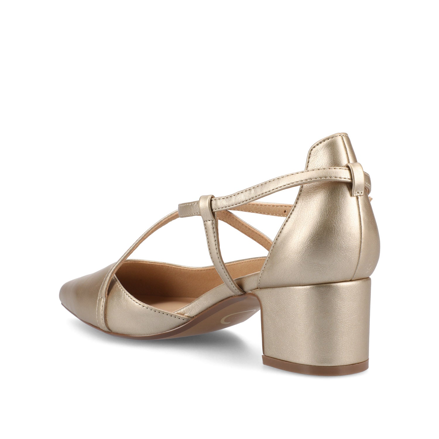 GALVINN LOW BLOCK HEELS IN WIDE - Champagne PU