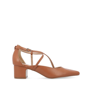 GALVINN LOW BLOCK HEELS IN VEGAN LEATHER - Cognac PU