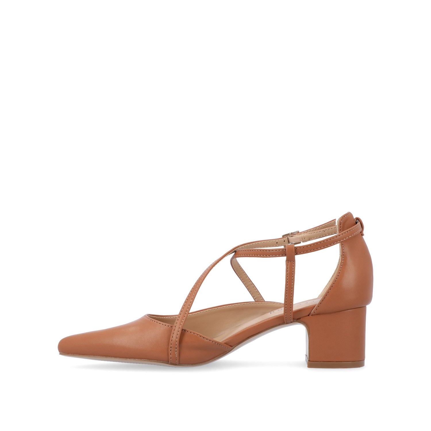 GALVINN LOW BLOCK HEELS IN WIDE - Cognac PU