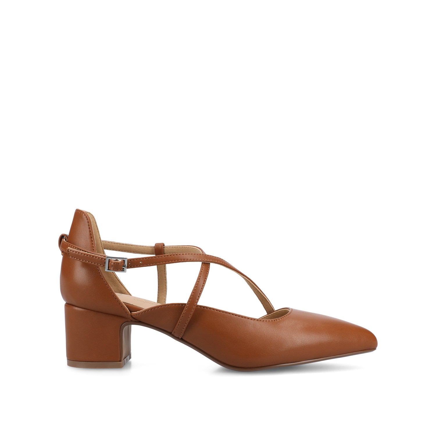 GALVINN LOW BLOCK HEELS IN VEGAN LEATHER - Cognac PU
