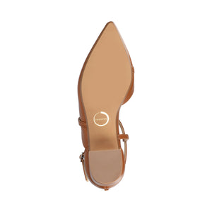 GALVINN LOW BLOCK HEELS IN VEGAN LEATHER - Cognac PU