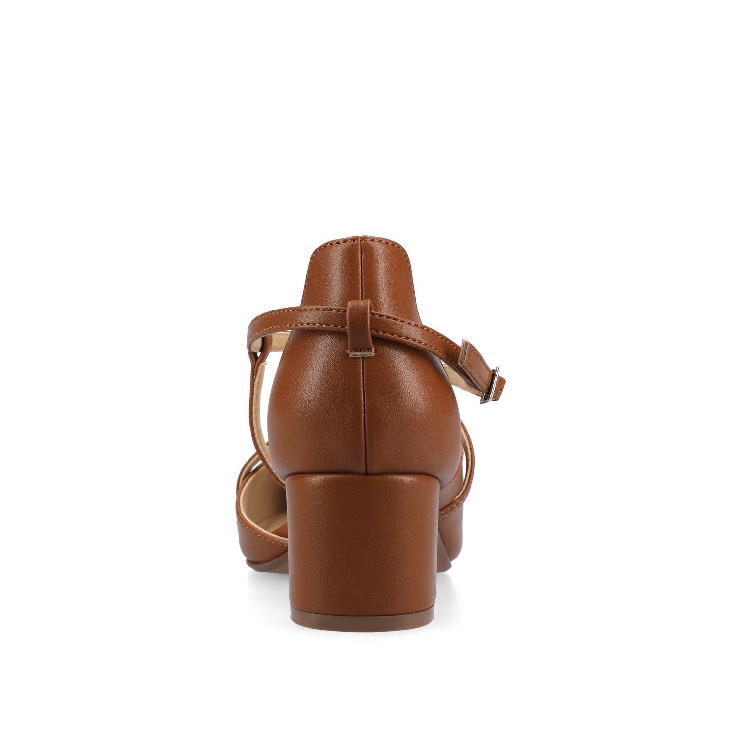 GALVINN LOW BLOCK HEELS IN VEGAN LEATHER - Cognac PU