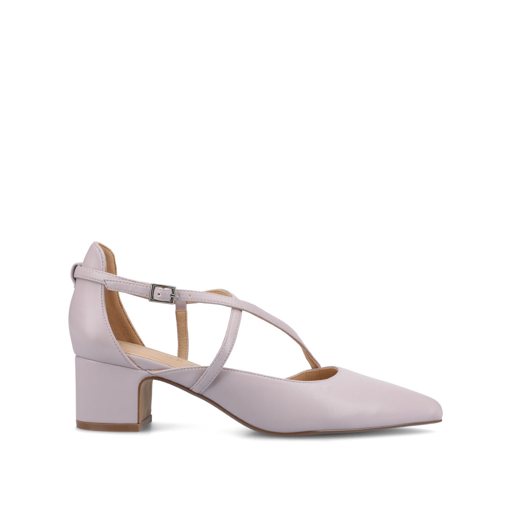 GALVINN LOW BLOCK HEELS IN FAUX LEATHER