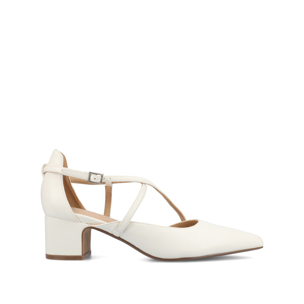 GALVINN LOW BLOCK HEELS IN FAUX LEATHER