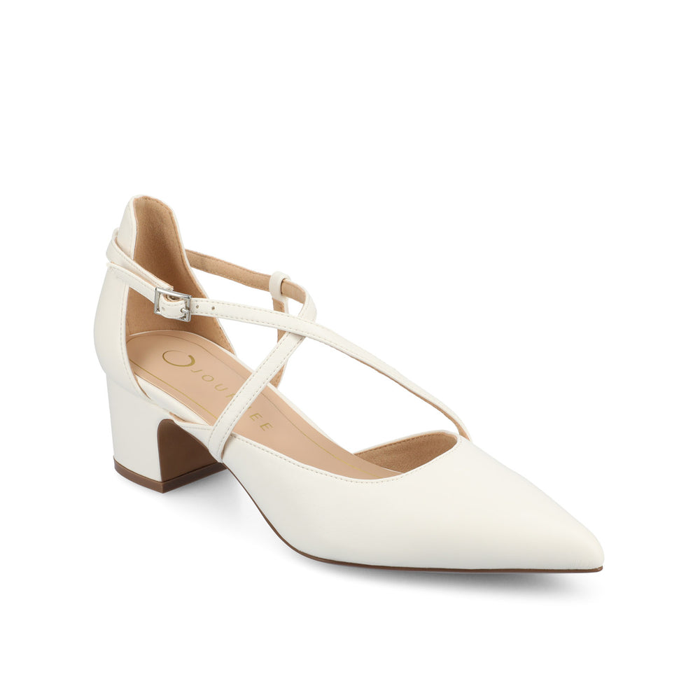 GALVINN LOW BLOCK HEELS IN FAUX LEATHER