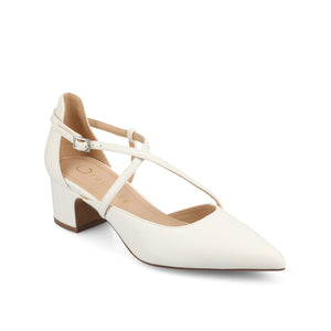 GALVINN LOW BLOCK HEELS IN VEGAN LEATHER - White PU