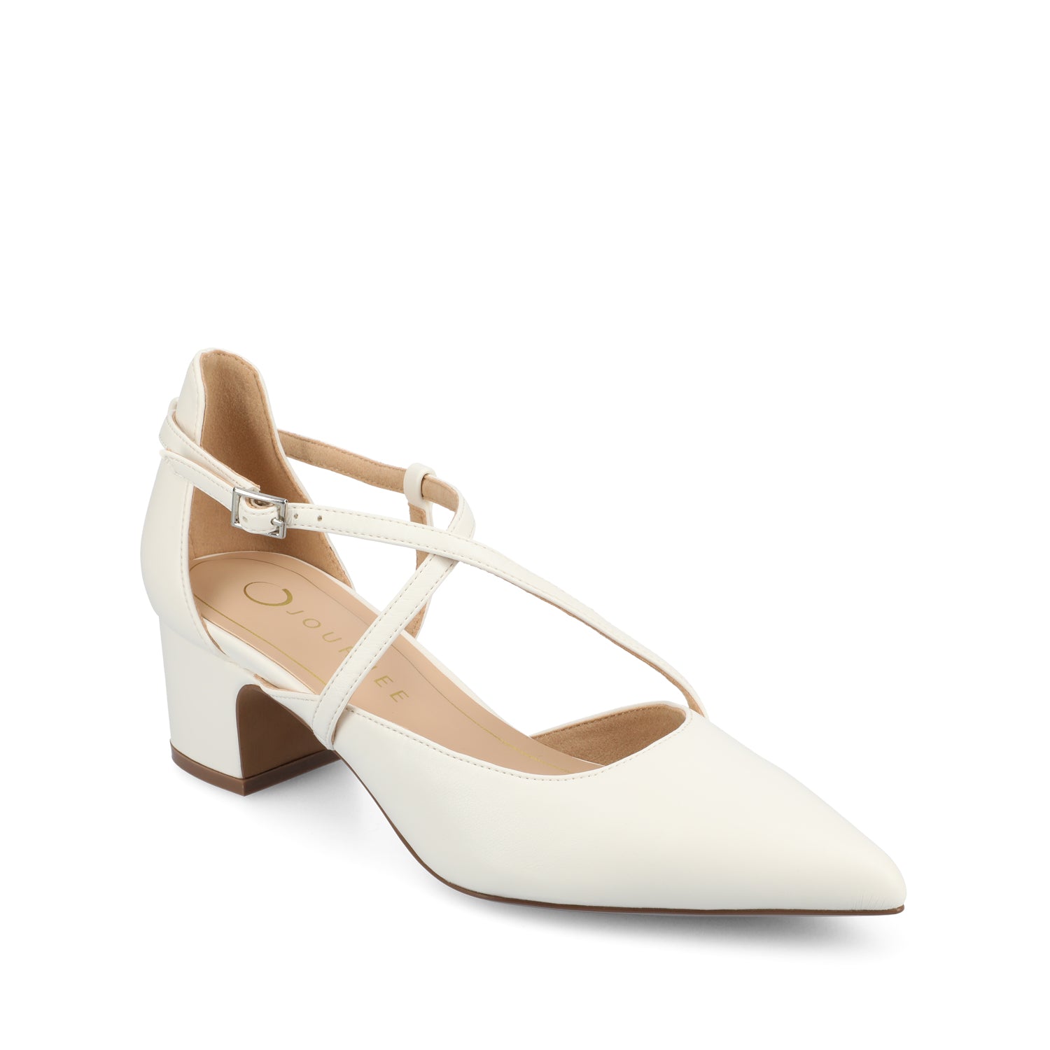 GALVINN LOW BLOCK HEELS IN WIDE - White