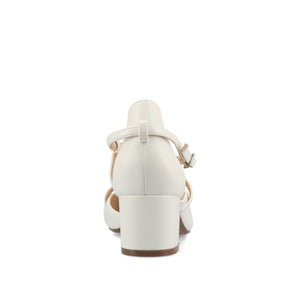 GALVINN LOW BLOCK HEELS IN WIDE - White