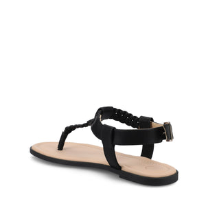 GENEVIVE T-STRAP SANDALS IN VEGAN LEATHER - Black