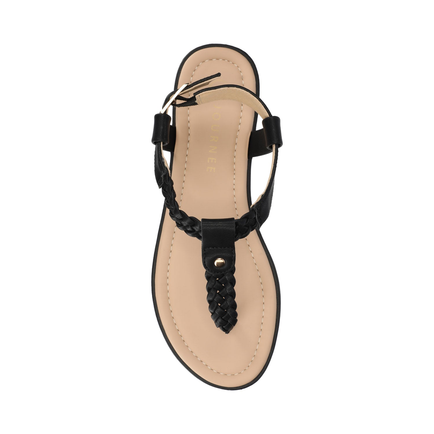 GENEVIVE T-STRAP SANDALS IN VEGAN LEATHER - Black