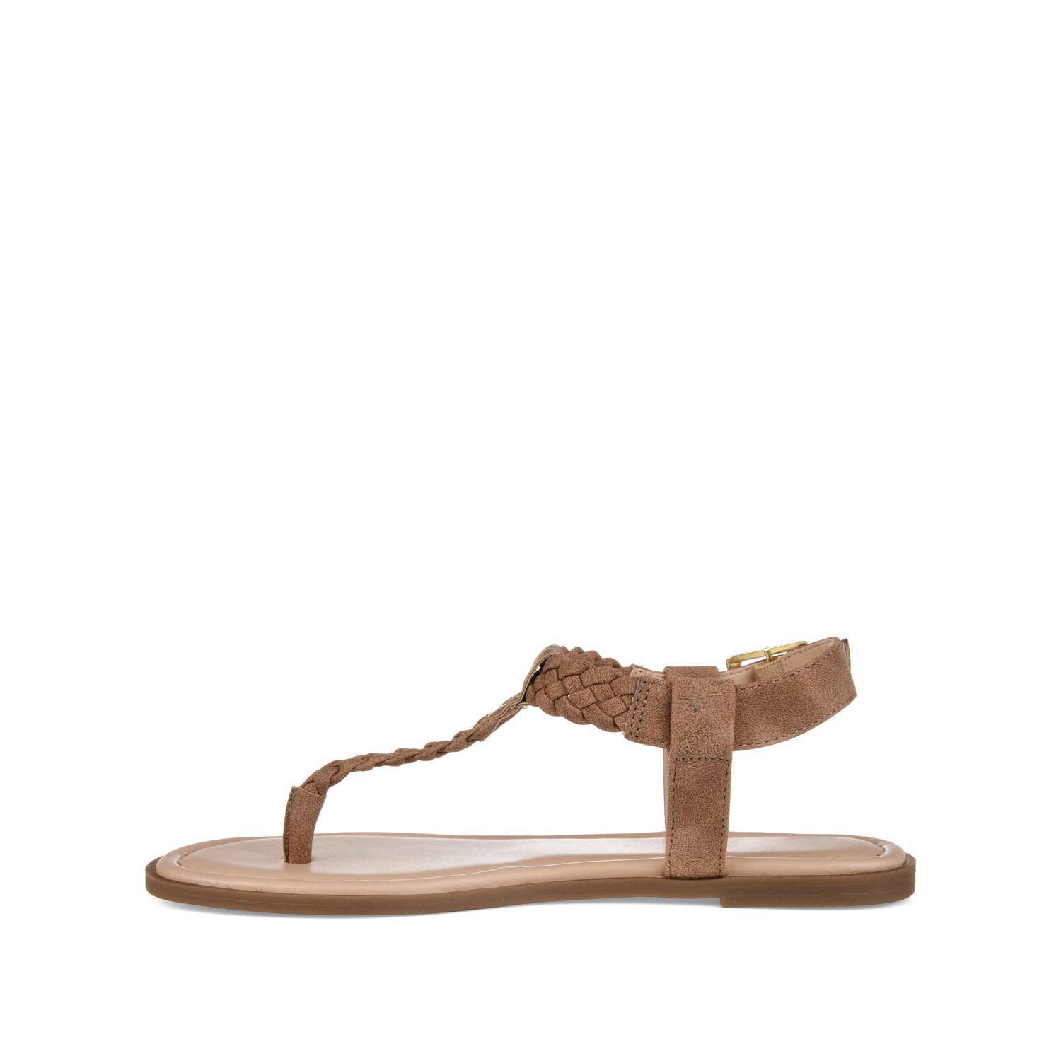 GENEVIVE T-STRAP SANDALS IN VEGAN LEATHER - Brown