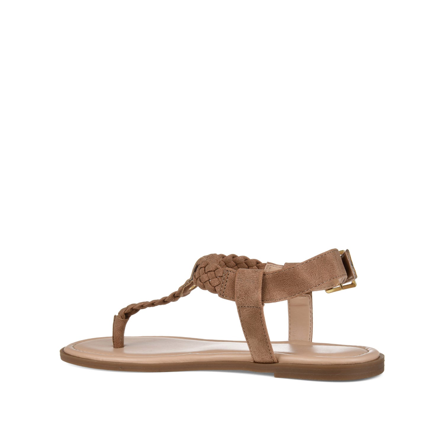 GENEVIVE T-STRAP SANDALS IN VEGAN LEATHER - Brown