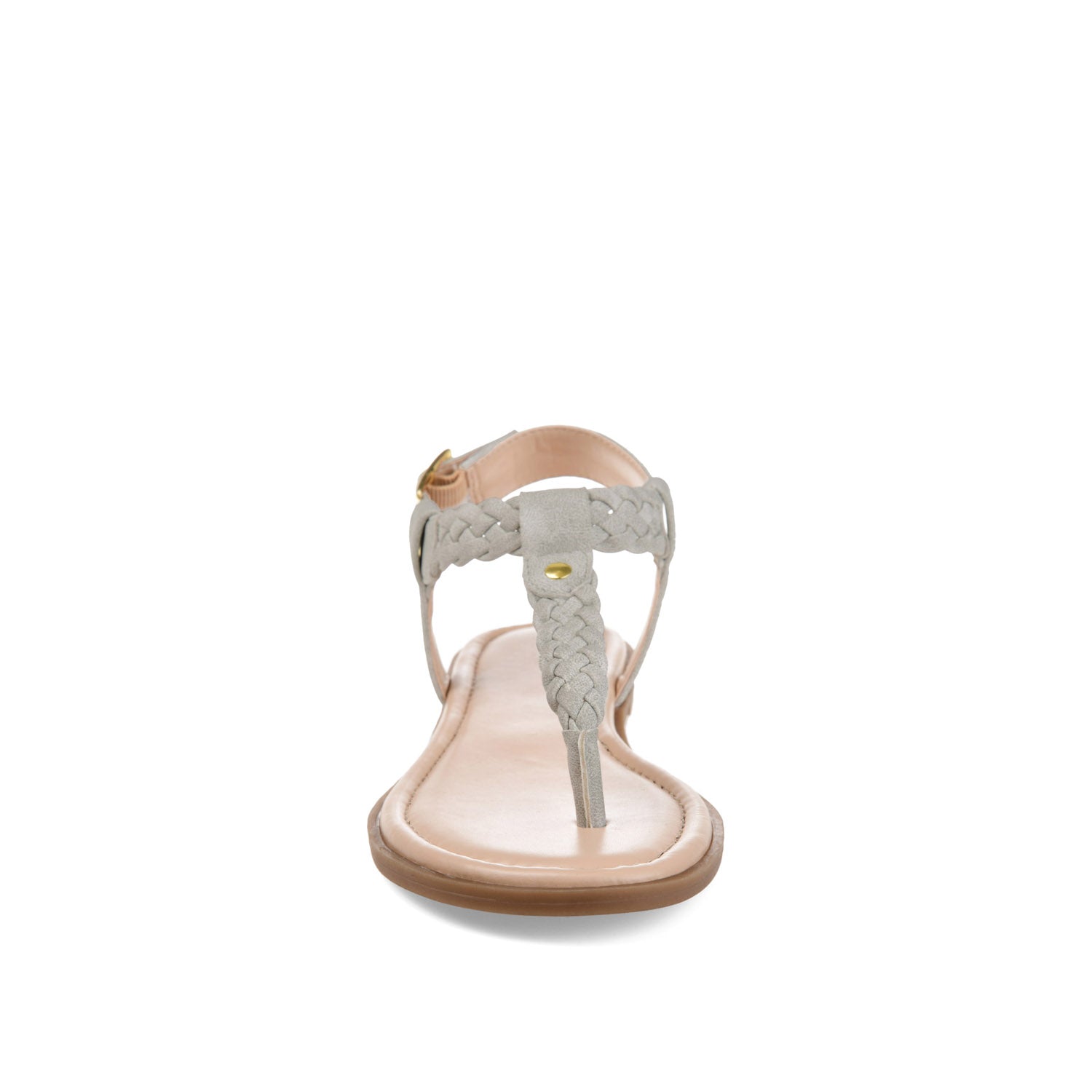 GENEVIVE T-STRAP SANDALS IN VEGAN LEATHER - Grey