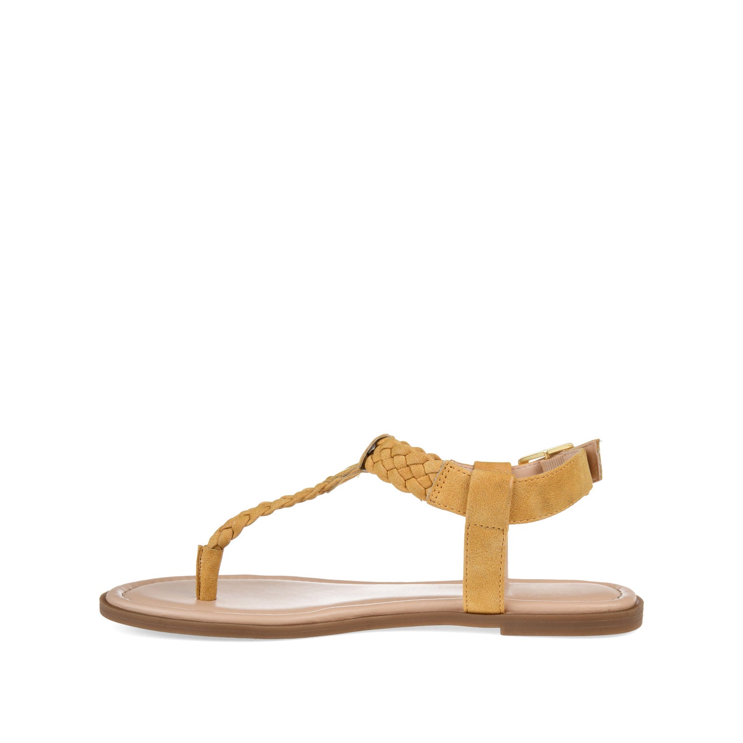 GENEVIVE T-STRAP SANDALS IN VEGAN LEATHER - Mustard2 PU