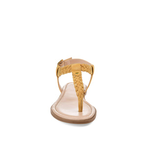 GENEVIVE T-STRAP SANDALS IN VEGAN LEATHER - Mustard2 PU
