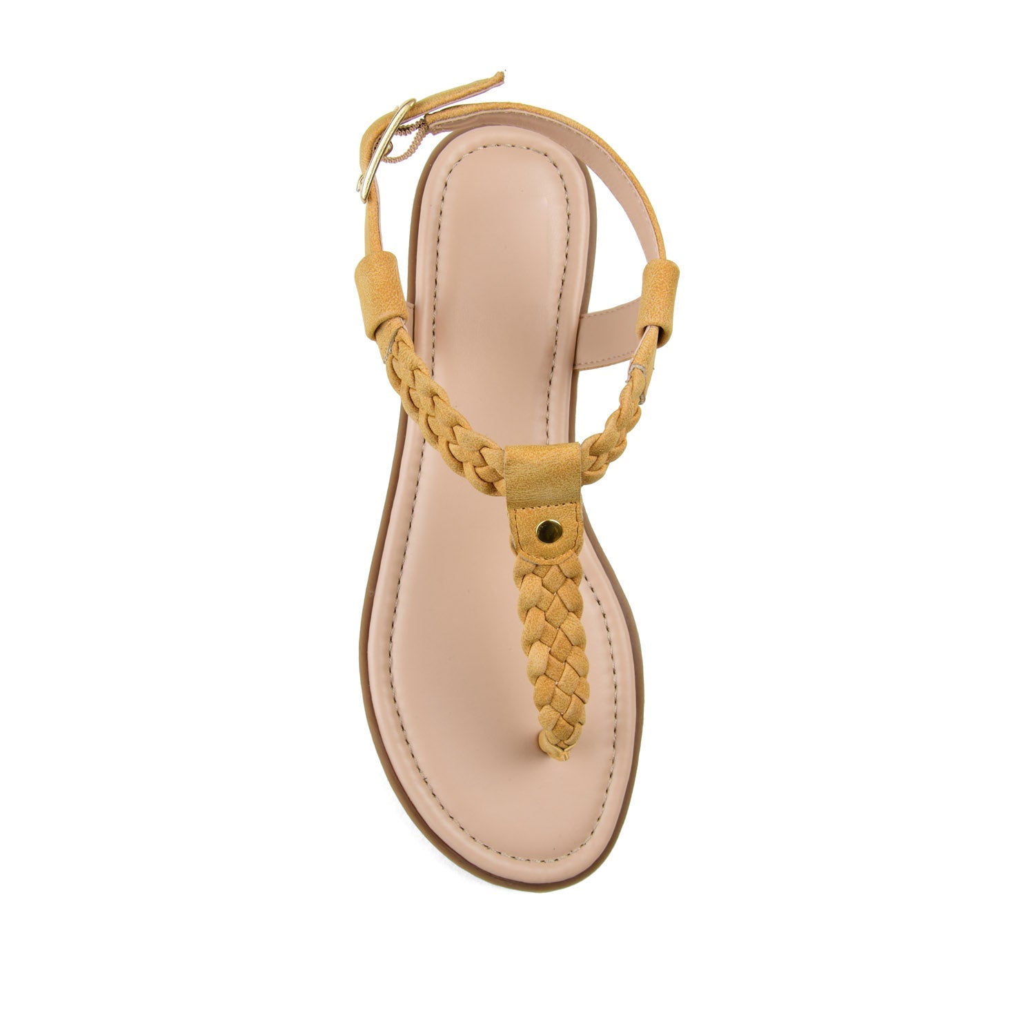 GENEVIVE T-STRAP SANDALS IN VEGAN LEATHER - Mustard2 PU