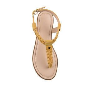 GENEVIVE T-STRAP SANDALS IN VEGAN LEATHER - Mustard2 PU