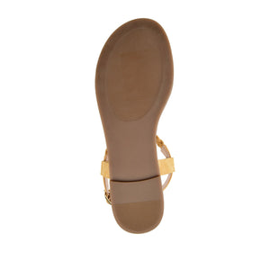 GENEVIVE T-STRAP SANDALS IN VEGAN LEATHER - Mustard2 PU