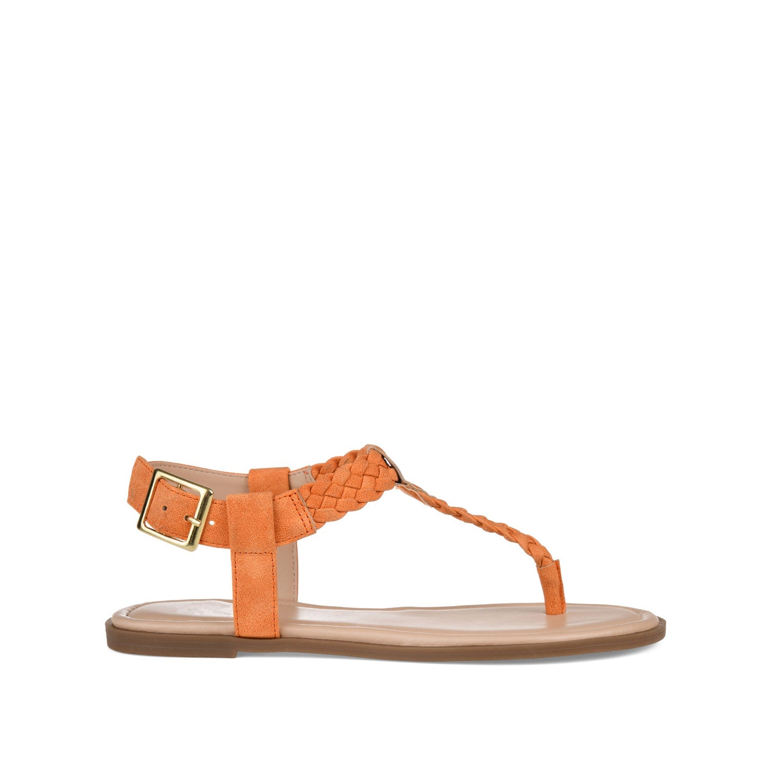GENEVIVE T-STRAP SANDALS IN VEGAN LEATHER - Orange