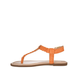 GENEVIVE T-STRAP SANDALS IN VEGAN LEATHER - Orange